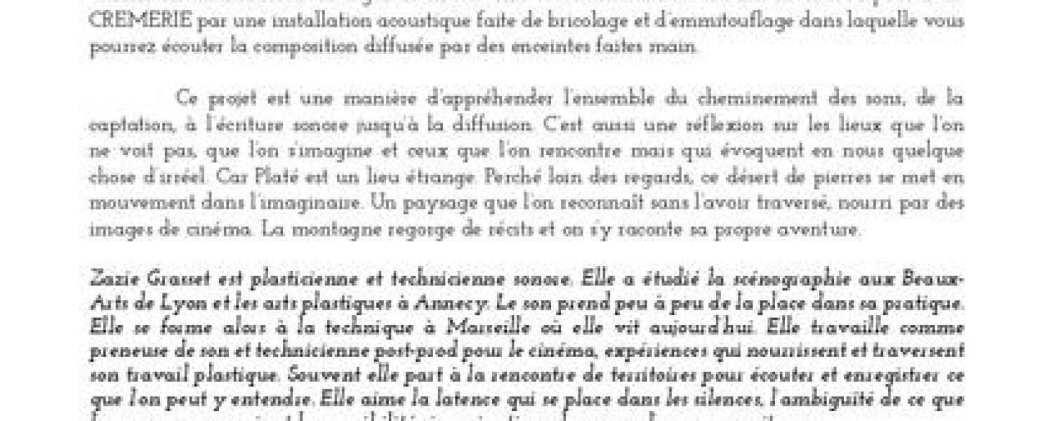 Exposition "La corne, la pierre et le souffle" Par Zazie Grasset Passy