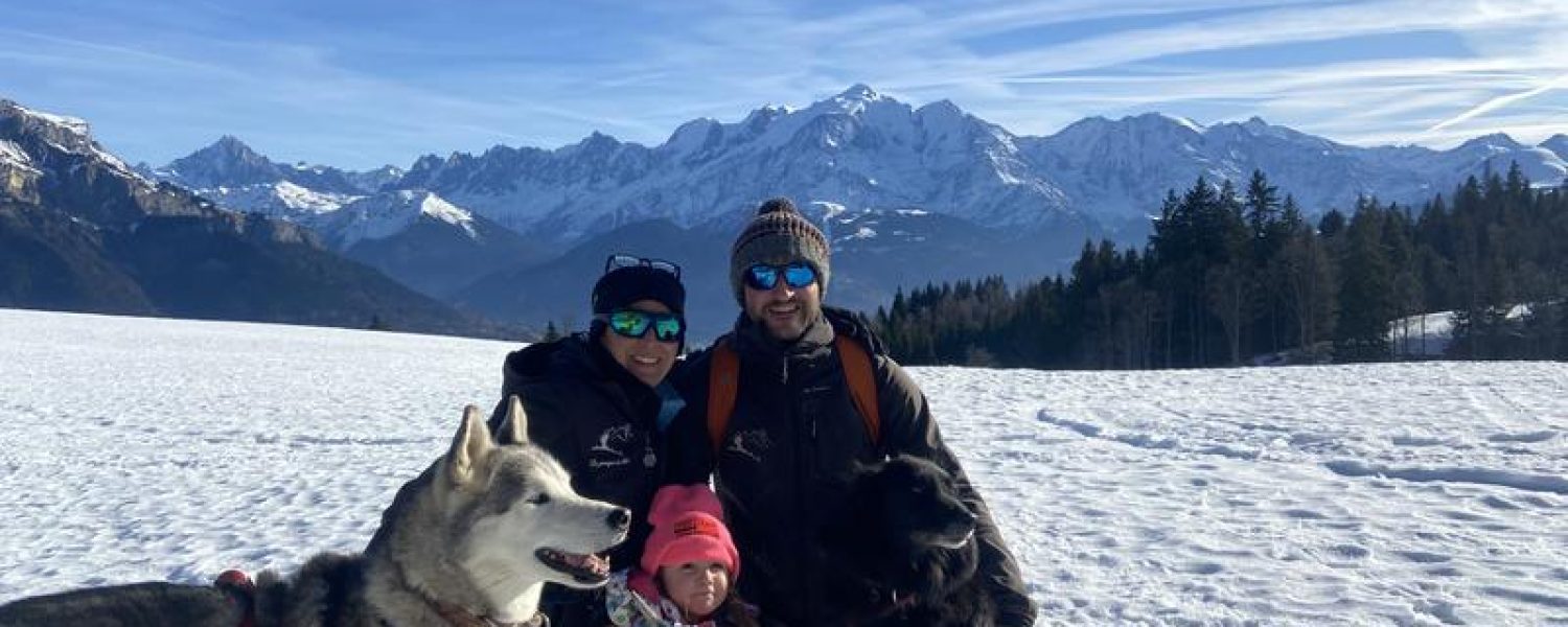 Sortie cani balade face au Mont Blanc